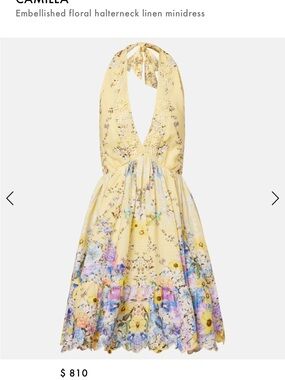 CAMILLA
Embellished floral halterneck linen minidress